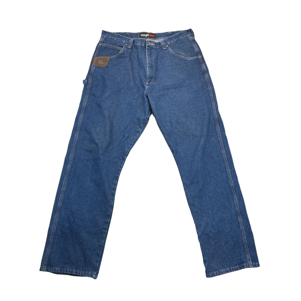 Wrangler RIGGS Workwear Jeans Mens 38x34 Blue Carpenter Relaxed Fit Denim‎